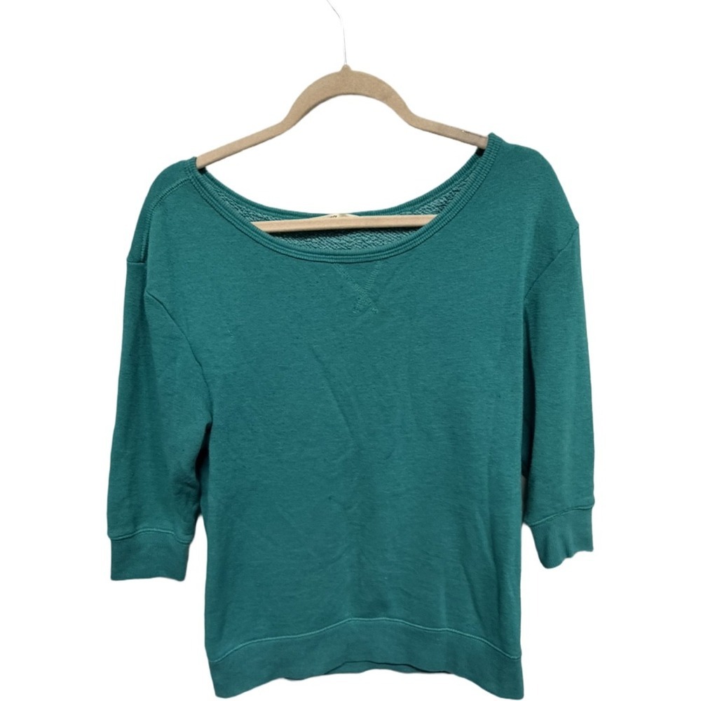 Old Navy Teal Boat Neck Pullover Sweatshirt Women's Medium 3/4 Sleeve Casual Top